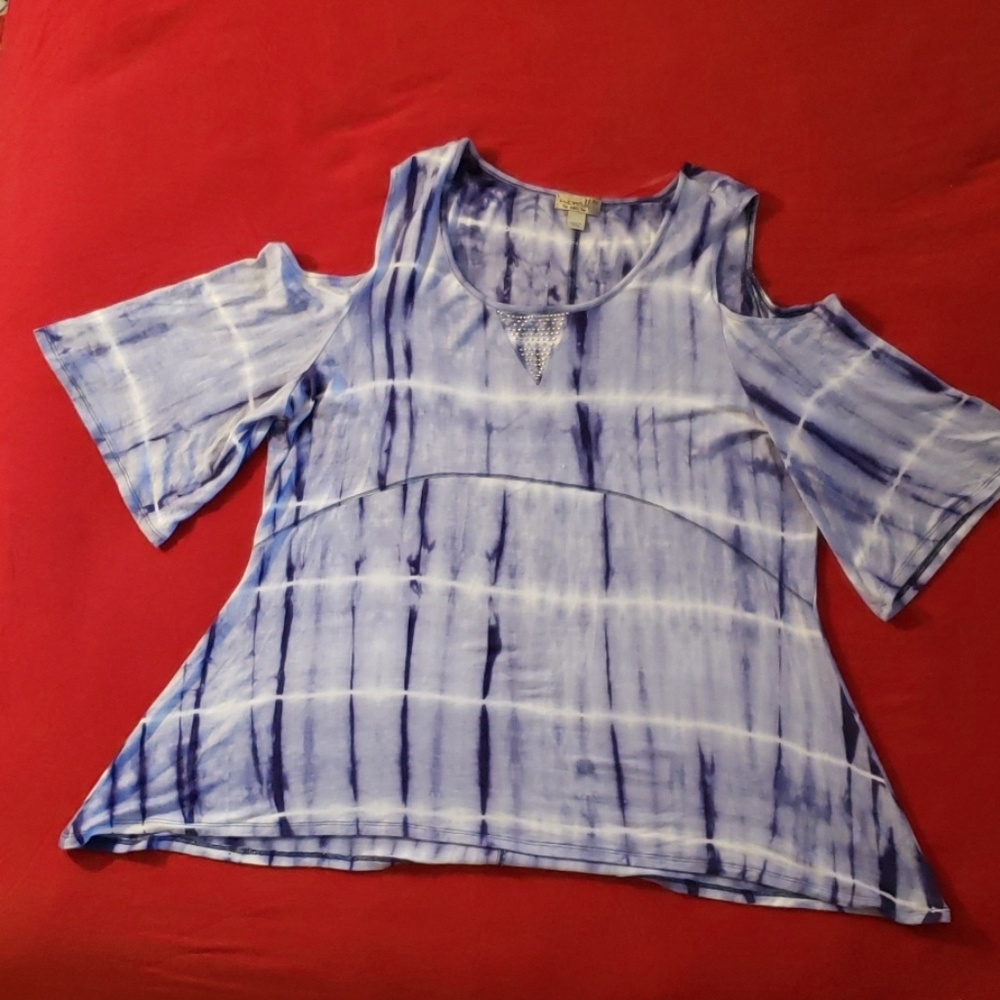 Tie dyed womens cold shoulder tshirt